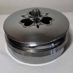 Vintage Chase Art Deco Chrome Dresser Powder Jar 1920-30s Vanity Powder Trinket